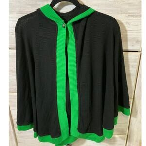 Elhoffer Design Black & Green Poncho with Oversized Hood